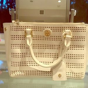 Tory Burch white medium tote